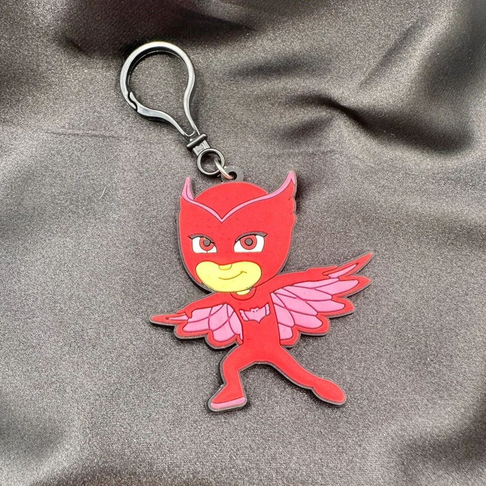 Vintage 80s Rubber Keychain Red Superhero Bag Charm Backpack Clip Licens Jewelry
